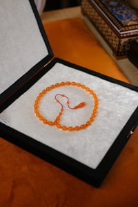 Koleksiyonluk Bilek Boy Eski Osmanlı Sıkma Kehribar Tesbih (Antique Faturan Amber Beads فاتوران عنبر خرز عتيق)