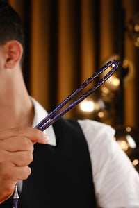 Las Vegas Serisi Gümüş Tasarım Kes-me Model Mavi Hareli Sıkma Kehribar Tesbih
