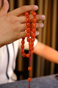 Master İbrahim Altın Üst Düzey Koleksiyonluk Eski Osmanlı Sıkma Kehribar Tesbih (Antique Faturan Amber Beads فاتوران عنبر خرز عتيق)