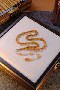 Master Mehmet Aydın Üst Düzey Koleksiyonluk Eski Osmanlı Sıkma Kehribar Tesbih (Antique Faturan Amber Beads فاتوران عنبر خرز عتيق)