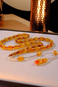 Master Mehmet Aydın Üst Düzey Koleksiyonluk Eski Osmanlı Sıkma Kehribar Tesbih (Antique Faturan Amber Beads فاتوران عنبر خرز عتيق)