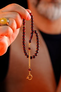 Mini Bilek Boy Litvanya Damla Kehribar Gümüş Ayyıldız Tasarım (Amber), (مسبحة قطرة كهريبار)