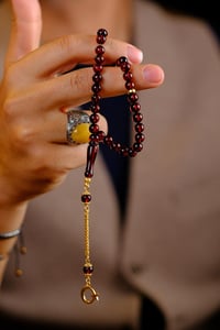 Mini Bilek Boy Litvanya Damla Kehribar Gümüş Ayyıldız Tasarım (Amber), (مسبحة قطرة كهريبار)
