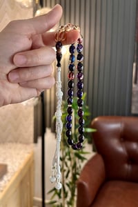 Multi Color Alman Ateş Gümüş Kazazlı Tasarım Tesbih