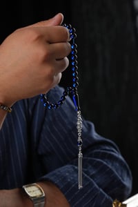 Nadir Mavi Bitki Pigmentli Dominik Damla Kehribar Gümüş Tasarım (Amber), (مسبحة قطرة كهريبار)