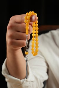 Orjina Damla Kehribar Küre Model Özel Gümüş Tasarım Tesbih  (Amber), (مسبحة قطرة كهريبار)