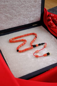 Orjinal Açık Renkli Cezayir Mercanı Sistemli Tasarım Tesbih (Algerian Coral),(مرجان جزائري)