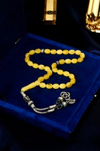 Orjinal Damla Kehribar Gümüş Kazaz Tasarım Tesbih (Amber), (مسبحة قطرة كهريبار)