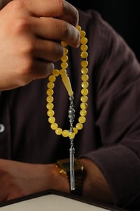 Orjinal Damla Kehribar Küre Model Özel Gümüş Tasarım Tesbih (Amber), (مسبحة قطرة كهريبار)
