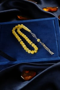 Orjinal Damla Kehribar Küre Model Özel Gümüş Tasarım Tesbih (Amber), (مسبحة قطرة كهريبار)