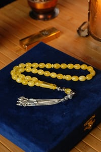 Orjinal Damla Kehribar Özel Gümüş Tasarım Tesbih (Amber), (مسبحة قطرة كهريبار)