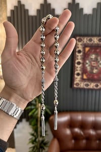 Orjinal El İşçiliği Gümüş Tasarım Kafesli Kahverengi Zaza Tesbih