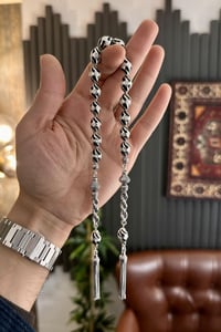 Orjinal El İşçiliği Gümüş Tasarım Kafesli Siyah Zaza Tesbih
