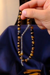 Orjinal Kaplan Gözü Gümüş Zülfikar  Tasarım Tesbih