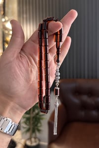 Osmanlı Modeli Sıkma Kehribar Gümüş Tasarım