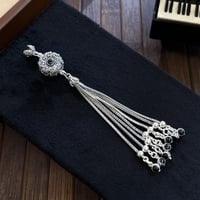 Osmanlı Motif Siyah Mineli Gümüş Püskül