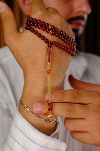 Özel Gümüş Ayyıldız Tasarım 99`luk Damla Kehribar Namaz Tesbihi (Amber), (مسبحة قطرة كهريبار)
