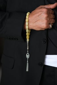 Özel Gümüş Tasarım İmame Orjinal Damla Kehribar Tesbih  (Amber), (مسبحة قطرة كهريبار)