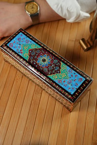 Özel İran Hatemkari Kutulu Erzurum Oltu Taşı Gümüş Anahtarlık 