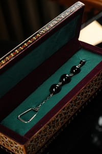 Özel İran Hatemkari Kutulu Erzurum Oltu Taşı Gümüş Anahtarlık 