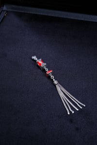 Özel Kırmızı Mineli Gümüş Püskül