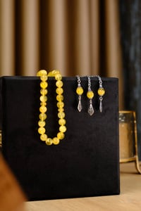 Premium Gümüş Tasarım Orjianal Damla Kehribar Tesbih (Amber), (مسبحة قطرة كهريبار)