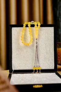 Premium Gümüş Tasarım Orjianal Damla Kehribar Tesbih (Amber), (مسبحة قطرة كهريبار)