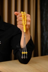 Premium Gümüş Tasarım Orjianal Damla Kehribar Tesbih (Amber), (مسبحة قطرة كهريبار)
