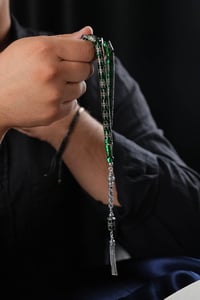 Rolex Yeşili Gümüş İşlemeli  Sıkma Kehribar