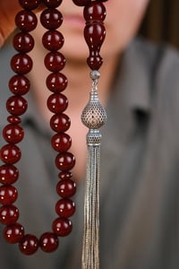 Şahin Ağa Serisi Eskitme Orjinal Yeni Sıkma Kehribar Ağır Gümüş Tasarım Tesbih