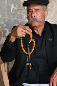 Şahin Ağa Serisi Sıkma Kehribar Gümüş Tesbih