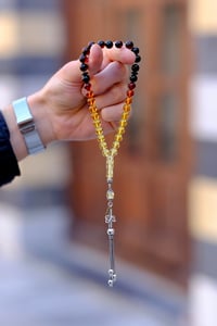 Süzme Renk Damla Kehribar Gümüş Tasarım Bilek Boy (Amber), (مسبحة قطرة كهريبار)
