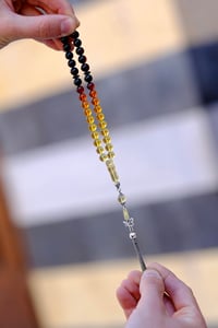 Süzme Renk Damla Kehribar Gümüş Tasarım Bilek Boy (Amber), (مسبحة قطرة كهريبار)