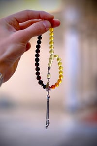 Süzme Renk Damla Kehribar Gümüş Tasarım Bilek Boy (Amber), (مسبحة قطرة كهريبار)