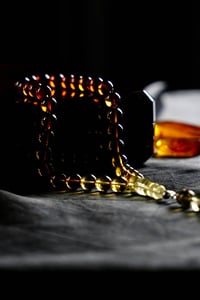 Süzme Renk Gümüş Tasarım Damla Kehribar Tesbih