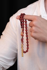Tamamı El İşciliği Kalem Oyma  Sıkma Kehribar Tesbih
