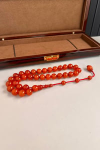 Üst Düzey Koleksiyonluk Mışmışi Eski Osmanlı Sıkma Kehribar Tesbih (Antique Faturan Amber Beads فاتوران عنبر خرز عتيق)