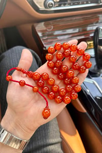 Üst Düzey Koleksiyonluk Mışmışi Eski Osmanlı Sıkma Kehribar Tesbih (Antique Faturan Amber Beads فاتوران عنبر خرز عتيق)