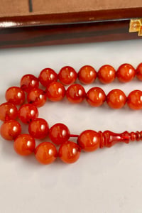 Üst Düzey Koleksiyonluk Mışmışi Eski Osmanlı Sıkma Kehribar Tesbih (Antique Faturan Amber Beads فاتوران عنبر خرز عتيق)