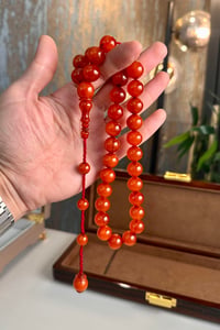 Üst Düzey Koleksiyonluk Mışmışi Eski Osmanlı Sıkma Kehribar Tesbih (Antique Faturan Amber Beads فاتوران عنبر خرز عتيق)