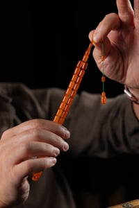 Usta İşçilik Bilek Boy Eski Osmanlı Sıkma Kehribar Tesbih (Antique Faturan Amber)