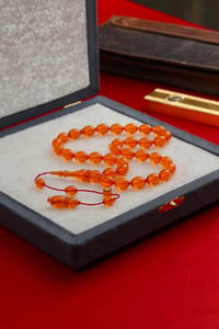 Üstad Muhammet Tacir Sistemli Tasarım Beyzi Model Turuncu Ateş-i Sıkma Tesbih 