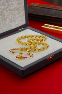 Üstad Muhammet Tacir Sistemli Tasarım Beyzi Model Sarı Ateş-i Sıkma Tesbih 
