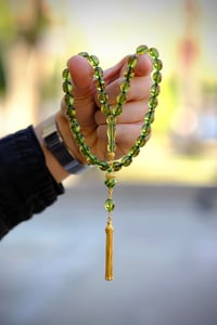 Yeşil Kaya Damla Kehribar Özel Gümüş Çeşm-i Bülbül Tasarım (Amber), (مسبحة قطرة كهريبار)