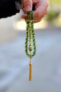 Yeşil Kaya Damla Kehribar Özel Gümüş Çeşm-i Bülbül Tasarım (Amber), (مسبحة قطرة كهريبار)
