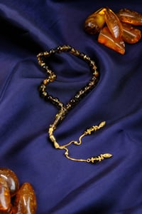 Yoğun Toprak Fosilli Bilek Boy Gümüş Gold Tasarım Damla Kehribar Tesbih (Amber), (مسبحة قطرة كهريبار)