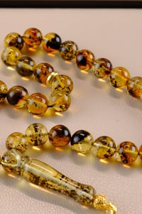 Yoğun Toprak Fosilli Bilek Boy Gümüş Gold Tasarım Damla Kehribar Tesbih (Amber), (مسبحة قطرة كهريبار)