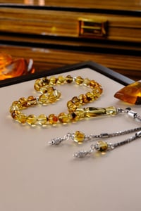 Yoğun Toprak Fosilli Bilek Boy Gümüş Tasarım Damla Kehribar Tesbih (Amber), (مسبحة قطرة كهريبار)