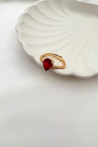 Bordo Damla Taşlı Yüzük
