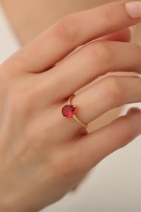 Bordo Damla Taşlı Yüzük